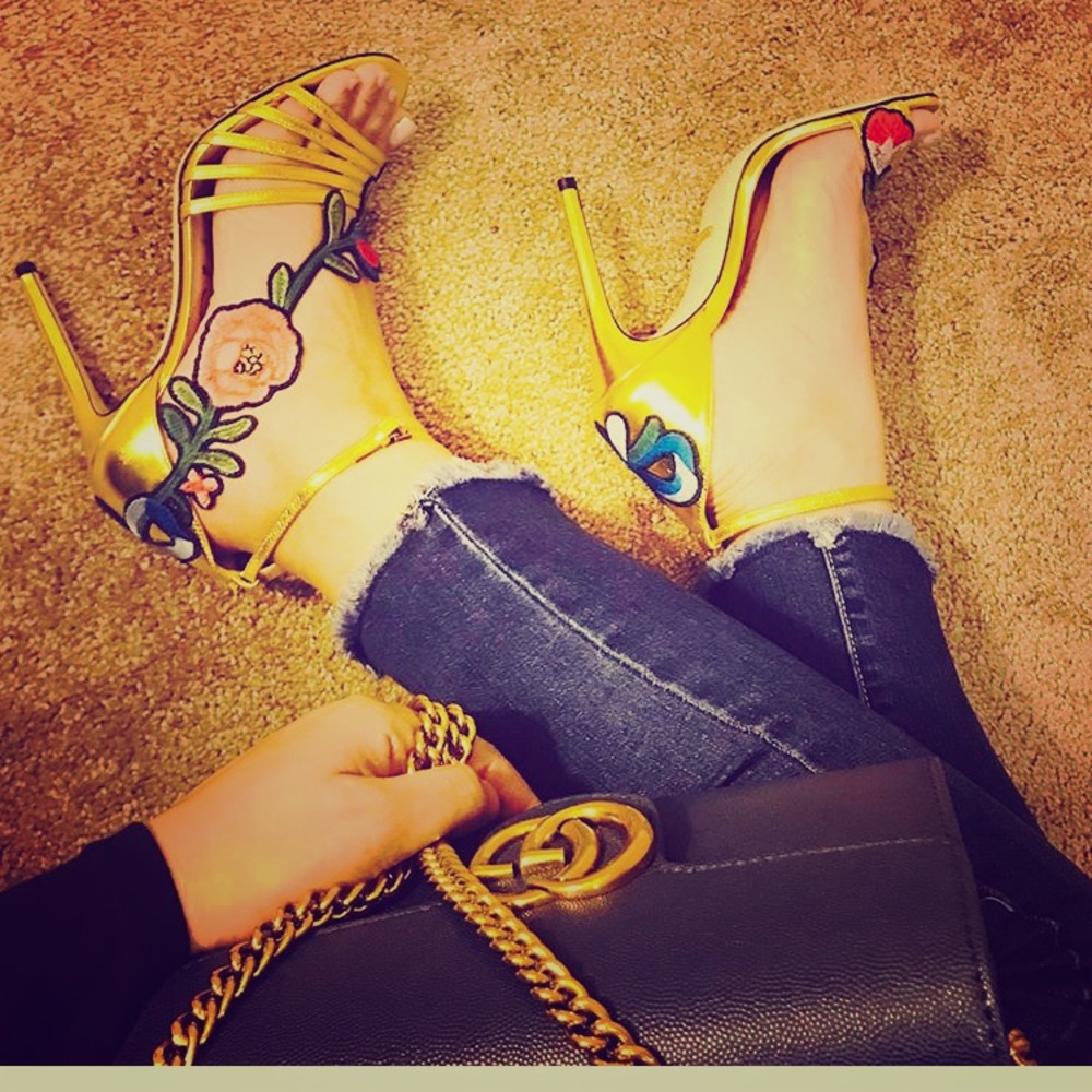 Gucci ophelia gold sandals AUTHENTIC